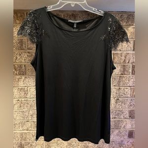 NWT WHBM black short sleeve top size L
